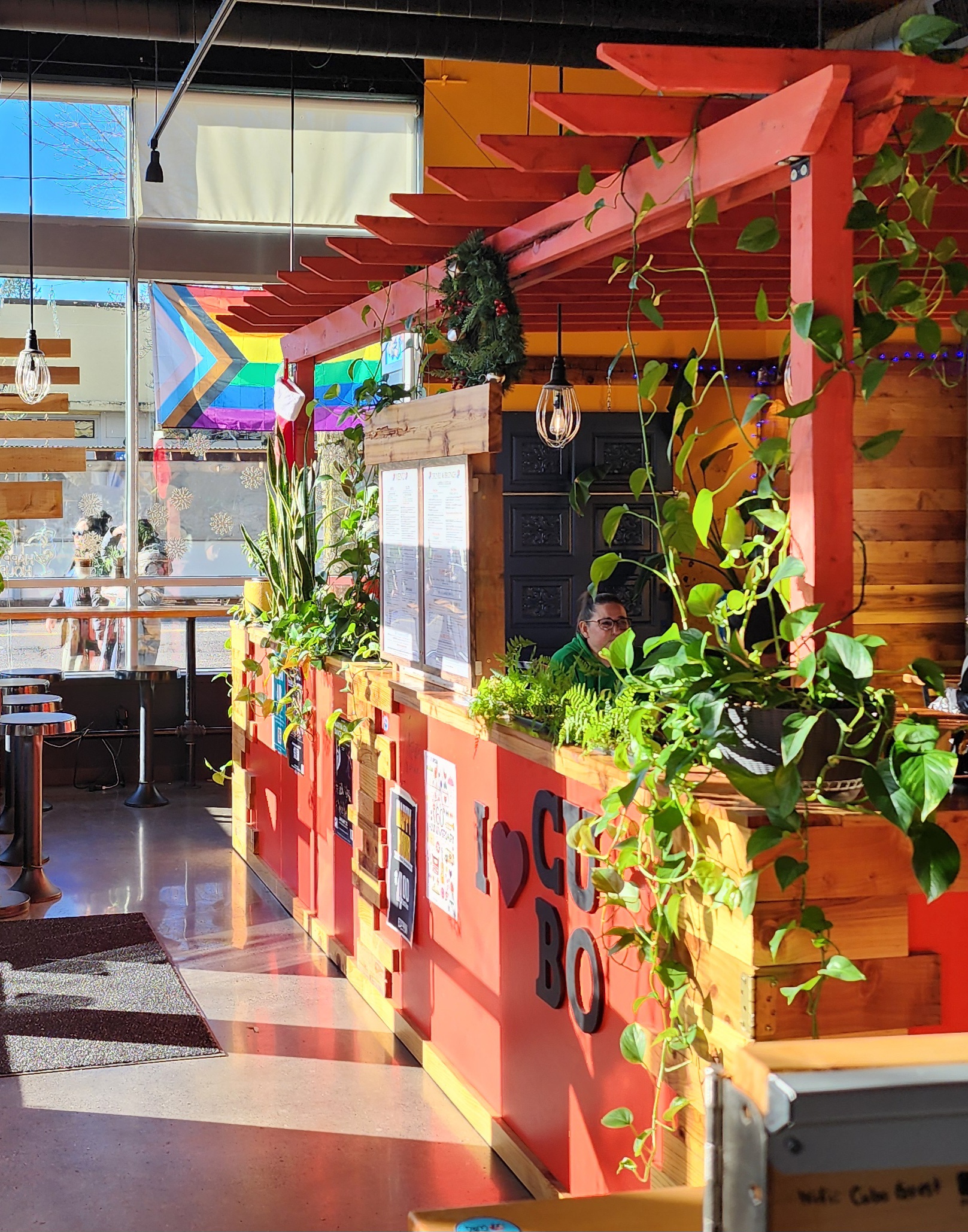 the inside of cubo restaurant